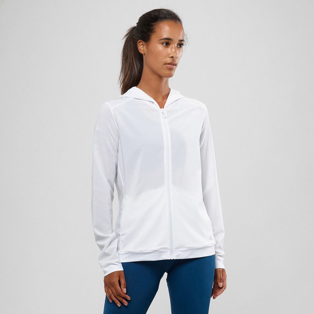 SALOMON COMET FULL-ZIP HOODED Philippines - Women's Midlayers - White | 341560-BEZ